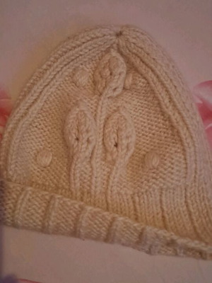 Vintage woolen knit cap like new, beige, size S