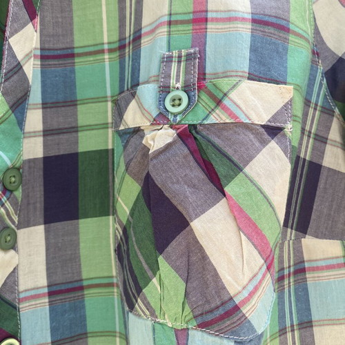 Checked shirt like new, summer short sleeve, multicolor, size L