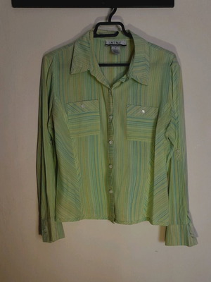 Striped shirt green-yellow Nine & company new, size L-M