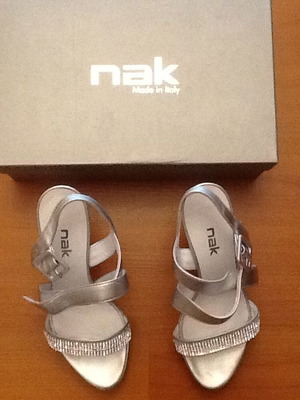 Nak silver sandals like new with rhinestones, size 36.5