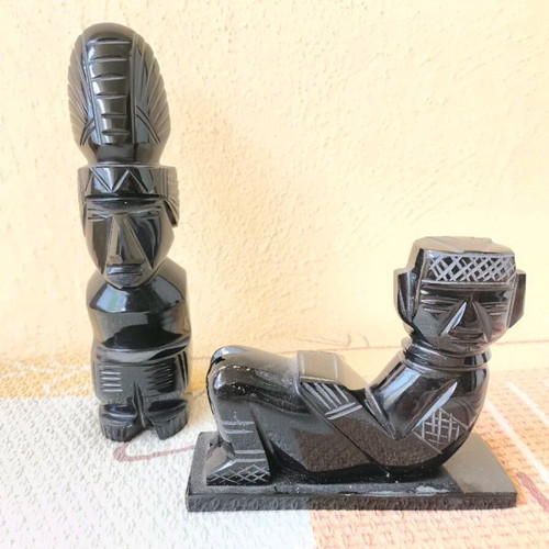 Carved Onyx Figurines Aztec Style like new