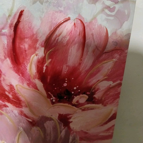 Signed handmade painting 60×60 floral art in like new condition