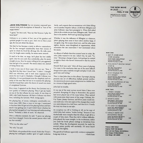 John Coltrane Quartet Ballads 1963 Canada issue like new