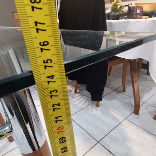 Glass table like new with chrome and wood