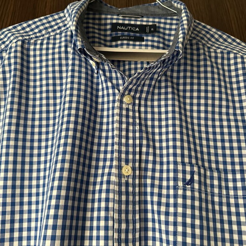 Nautica Classic Fit XL men's checked shirt blue and white like new