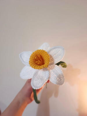 Handmade Narcissus Crochet Flower New, Cotton Yarn