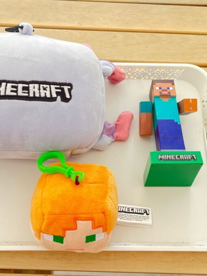 Minecraft Pack with Axolotl Travel Set, Steve Solar Figure, Alex Keychain and Kaleidoscope new