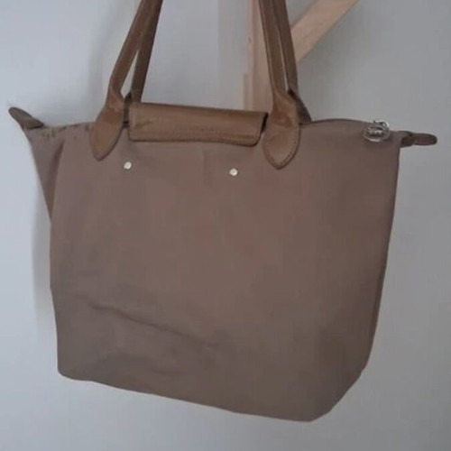 Longchamp Le Pliage Planètes shoulder bag used, beige, medium size with patent details