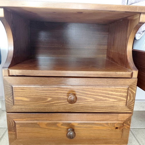 Bedroom set double bed 160x200 with pillow and nightstands, like new, pine wood