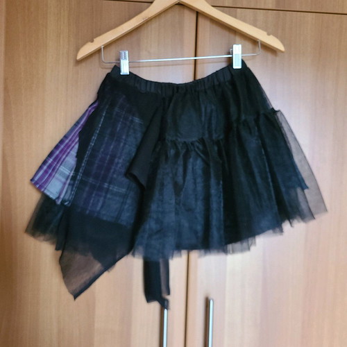 Petticoat tartan skirt used, goth punk handmade details