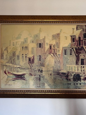 Canvas painting Mykonos - Houses on the beach by Antonis Kanas new