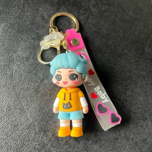 Happy boy keychain unused, multicolored