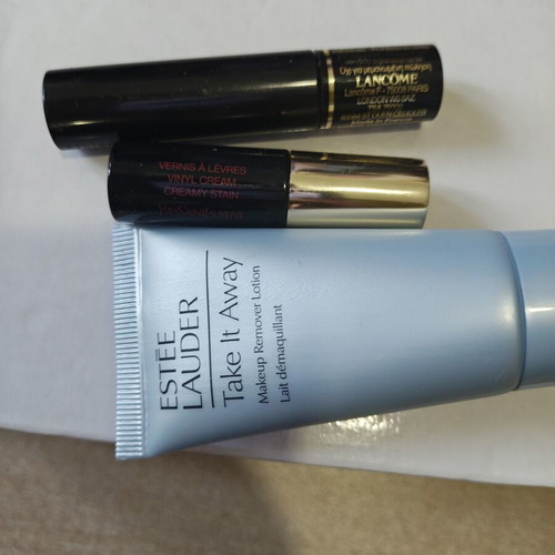Lancôme mascara, Yves Saint Laurent lip gloss, Estee Lauder makeup remover travel size new