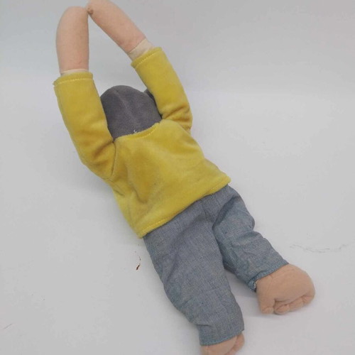 Vintage plush monkey used, German toy with pants and blouse