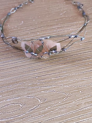 Silver necklace vintage with stone used