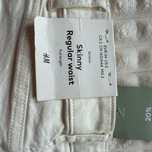 H&M skinny jeans white new with tags size XS