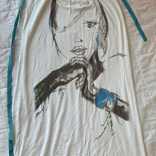 Maxi cotton summer dress Halter Neck with graphic print size S like new