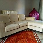  Γωνιακός καναπές με αναστρέψιμη γωνία 213x163 εκ. άσπρος