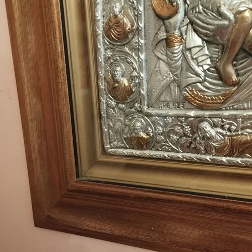 Orthodox silver icon of Virgin Mary and Jesus like new