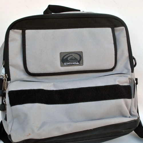 Quiksilver Messenger Bag used, grey and black shoulder laptop bag Y2K