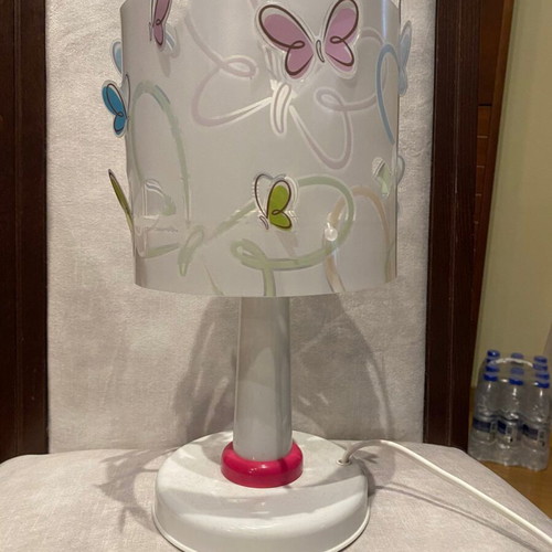 Children's lighting set used, ceiling and table lamps with butterfly design