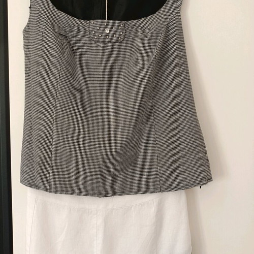 Vener women's linen set, white and grey