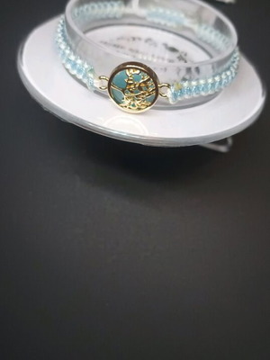 Handmade bracelet with tree of life ornament new, white and turquoise