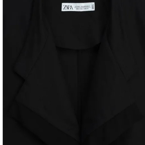 Zara linen cropped jacket black medium new