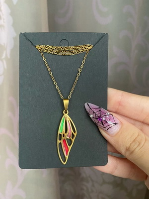 Fairy wing necklace new handmade in gold tone