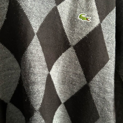 Lacoste men's V neck sweater large like new, black and gray