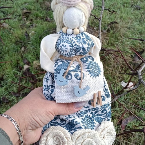 Handmade doll amulet "The Horned Goddess" natural materials