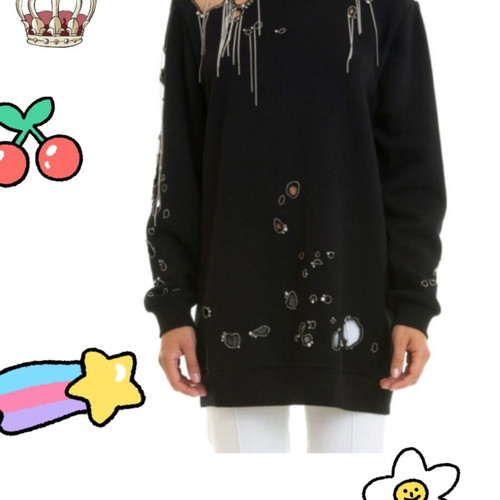 Paris sweatshirt like new with jewellery decoration black