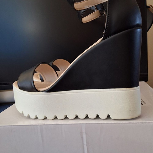 Platform sandals black 11 cm, like new, size 40