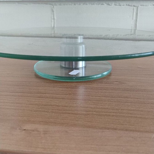 Glass cake stand with rotating head, like new, diameter 33 cm