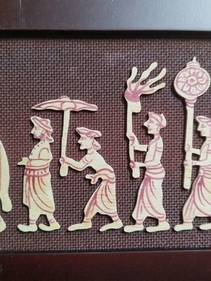 Wooden painting with carved figures like new, traditional Sri Lanka art