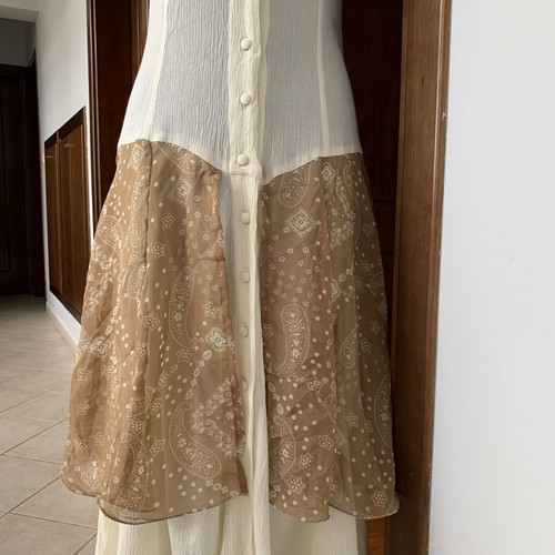 Long viscose dress ivory with buttons new, size M
