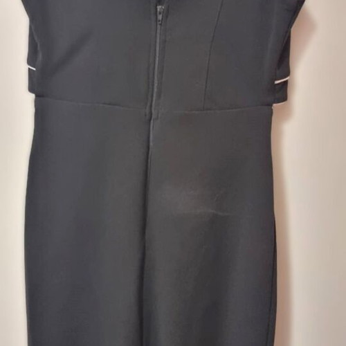 Black midi dress with white trims and cutouts, like new, size S_M