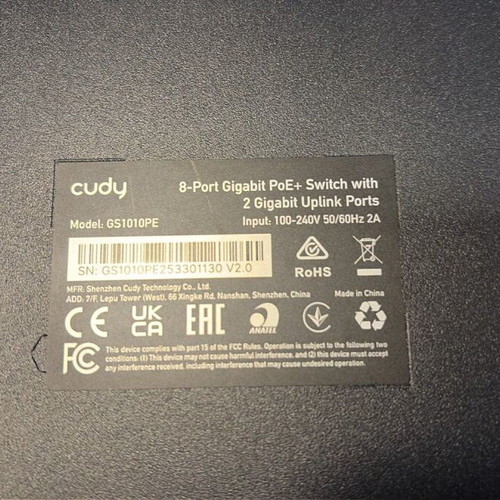 Cudy GS1010PE V2.0 10 Port Switch with 8x1G PoE+2x1G Mbps Ports like new