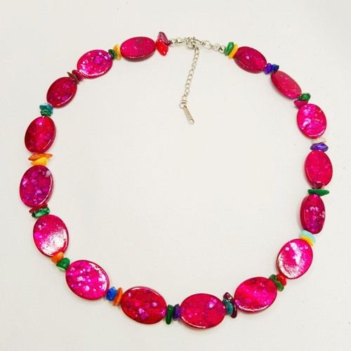Handmade Mother of Pearl Necklace stainless steel, multicolor