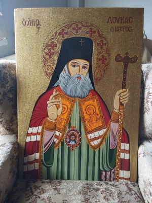 Icon Saint Luke the Doctor with Egg Tempera like new