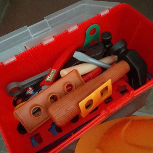 Master tool kit set with protective helmet in like new condition