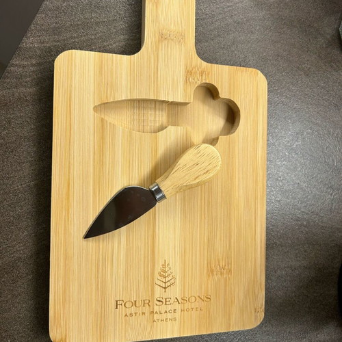 Wooden Four Seasons cheese board with knife 22x17.5 new
