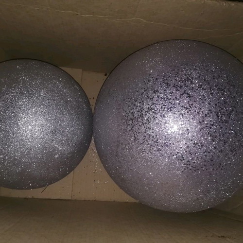 Display balls used, pack of 3, polystyrene with silver glitter
