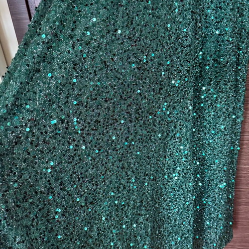 Evening dress dark green with sequins and transparency size L new unworn