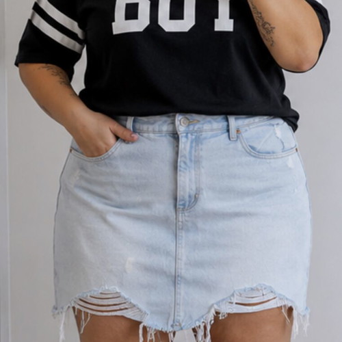Denim skirt Tali Weil used with faded spots, size L