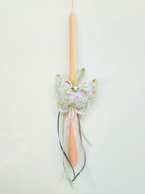 Candle with fabric butterfly new, romantic decoration