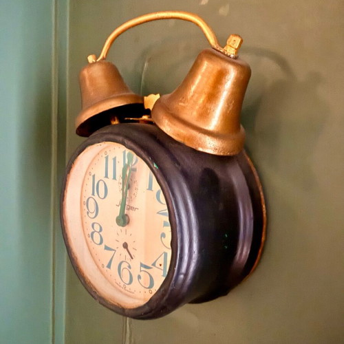 Vintage German Jerger Table Analog Alarm Clock Used