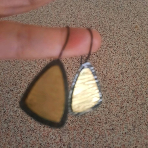 Handmade earrings of brass with gold and silver plating like new