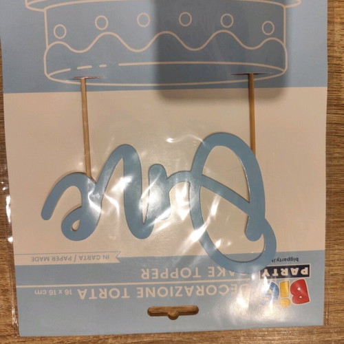 Cake decoration One paper light blue new