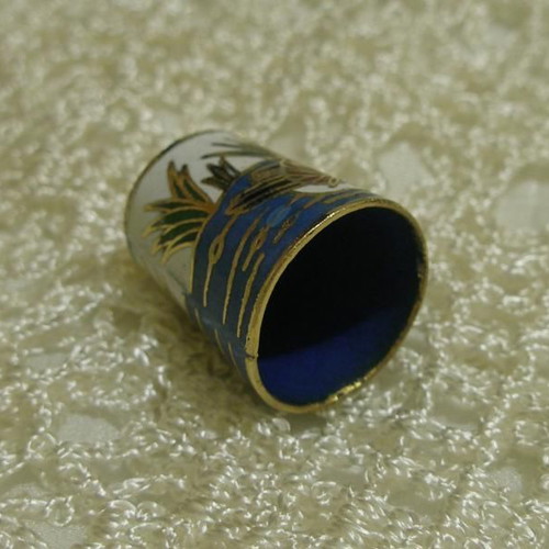 Collectible brass thimbles 2 with multicolor enamel new